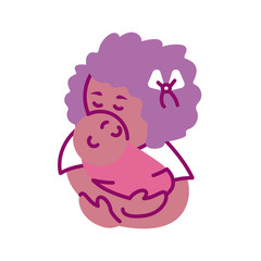 mother with baby, half line and color style icon