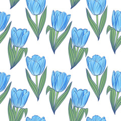 Seamless pattern with tulips