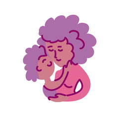 mother with son, half line and color style icon