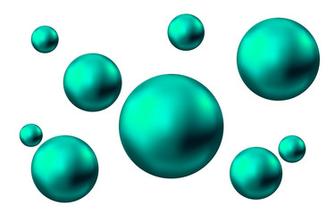 Green glossy sphere isolated on white background.