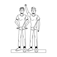 couple men protesting avatars characters