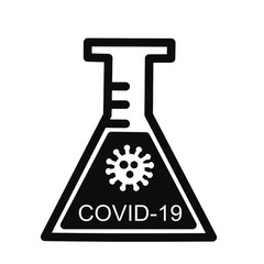 Vector illustration of a flask on a white background. Vector illustration of test tube on a white background. Test for coronavirus. Infection with coronary virus COVID-19