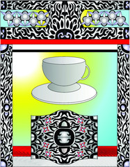 background with cup of coffee and cup of coffee