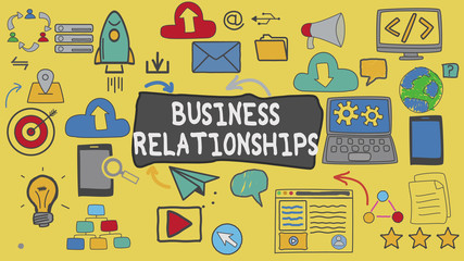 Business Relationships, Yellow Illustration Graphic Technology Concept