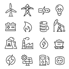 Fototapeta premium Energy line art icon, technology and electricity power