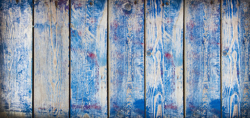 Fototapeta na wymiar Vintage wooden dark blue boards. Front view with copy space.