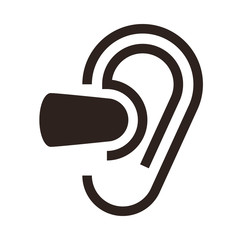 Ear and earplugs. Noise symbol - 329778793