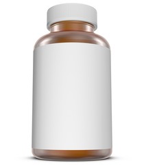 Realistic 3D Bottle Mock Up Template on White Background.3D Rendering 