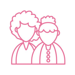 grandmother and daughter woman, line style icon