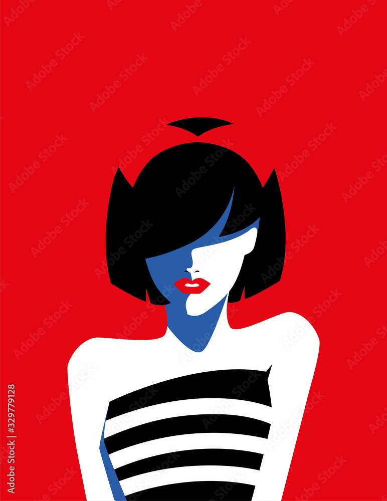 Canvas Prints portrait of abstract young woman with short hair