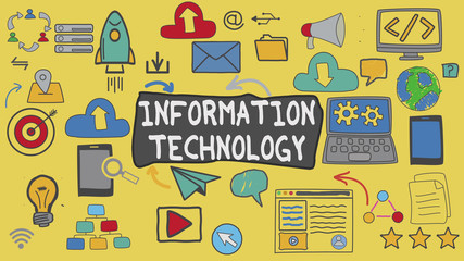 Information Technology, Yellow Illustration Graphic Technology Concept