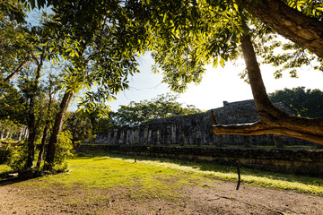 Famous Maya temple Chichen Itza on Yucatan peninsula during sunrise with no tourists (Yucatan, Mexico, America)