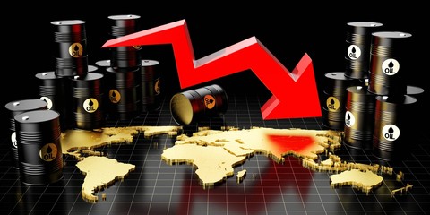 Oil barrel price crash - 3D illustration