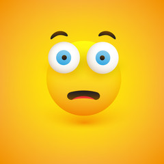 Fearful, Surprised Face - Emoticon with Pop Out Eyes - Vector Design