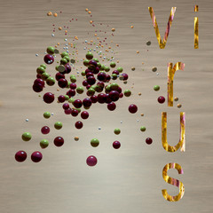 Virus writting with letter on brown background