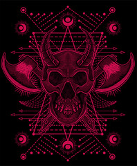 vector illustration Scary demon skull good for T-shirt.