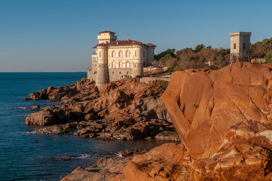 Magnificent view of the Castello del Boccale south of Livorno, Italy, on a sunny day