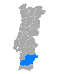 Karte von Beja in Portugal