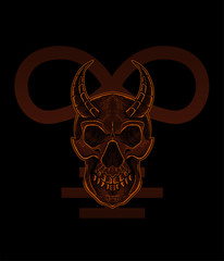 vector illustration Scary demon skull good for T-shirt.