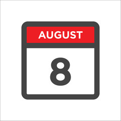 August 8 calendar icon with day of month
