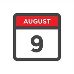 August 9 calendar icon with day of month