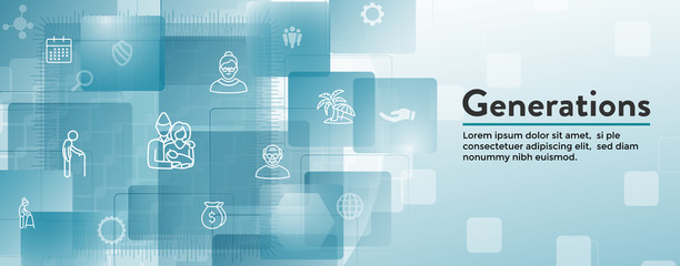 Generations and Aging Web Header Banner and Icon Set