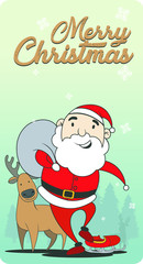 Christmas Santa Claus and Deer card