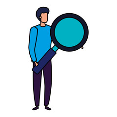 businessman with magnifying glass isolated icon vector illustration design