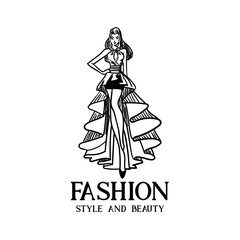 Fashion Collection Of Clothes Female Model Wearing Trendy Clothing Vector Illustration