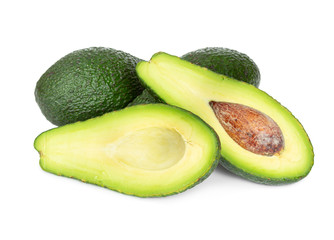 Fresh ripe avocado fruit isolated on white