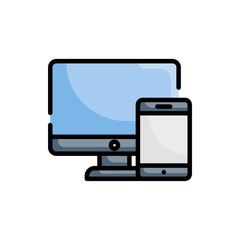 Responsive Design icon Vector illustration Outline Filled Design and Development style icon 