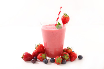 smoothie, berry fruit juice isolated on white background