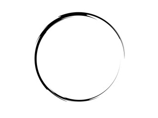 Grunge circle on a white background.Black oval frame made with art brush.Grunge logo made with paint.
