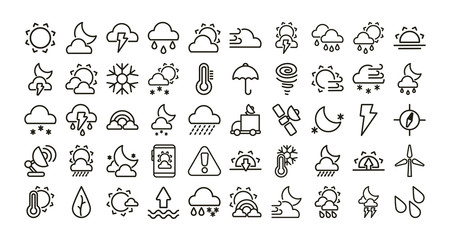 Fototapeta na wymiar set of icons weather, line style icon