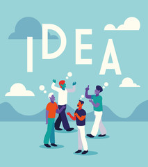 businessmen with idea label, people and ideas