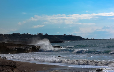 waves crashing on beach