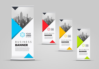 Roll up banner set triangles theme