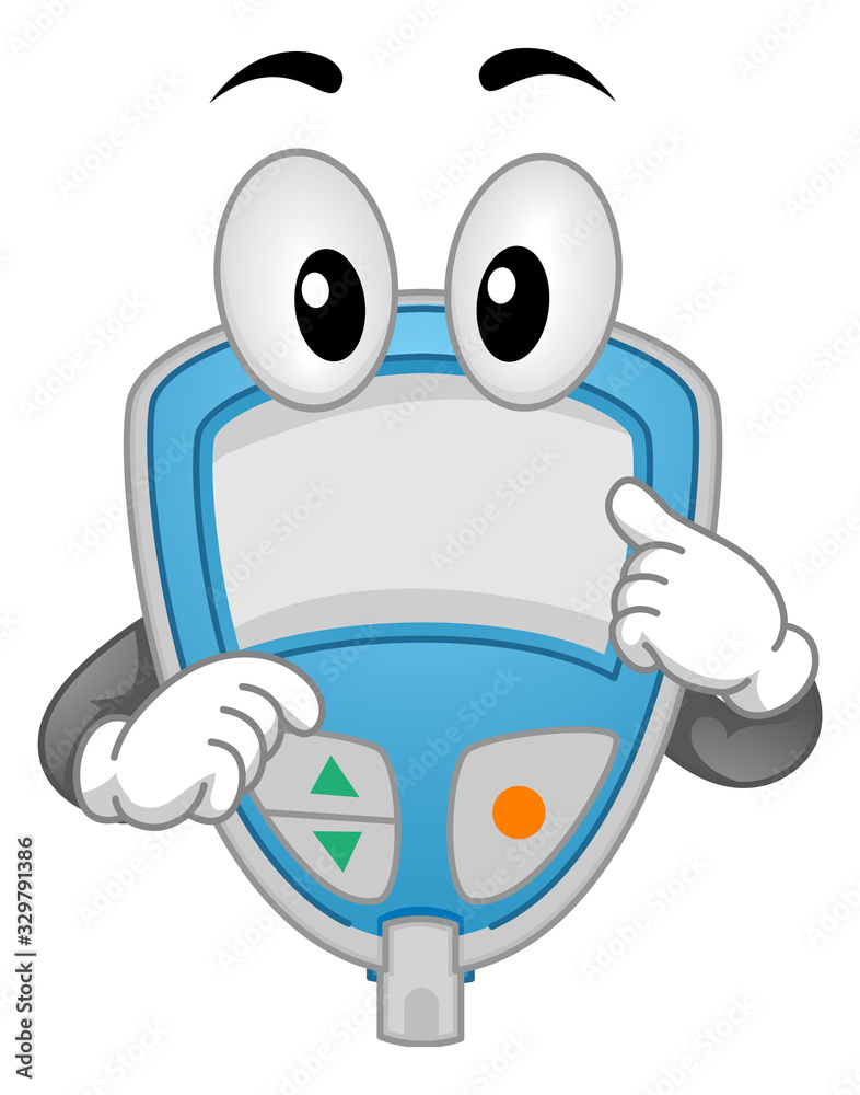 Sticker Mascot Blood Sugar Tester Illustration