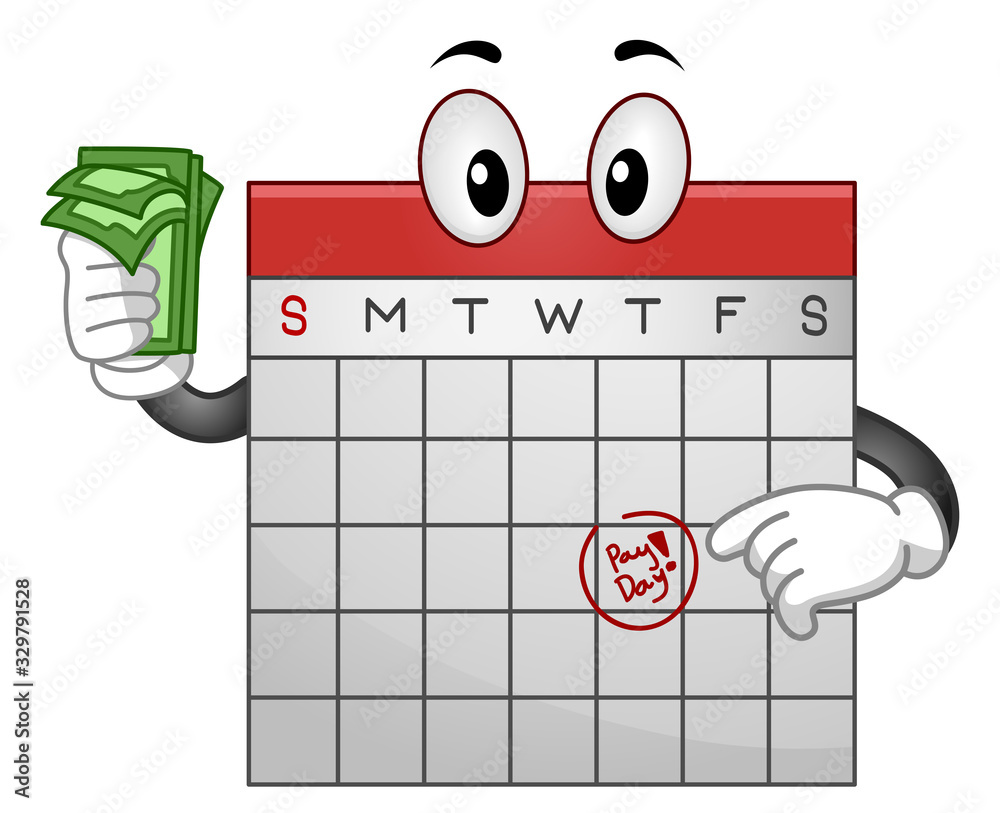 Sticker mascot calendar money payday illustration