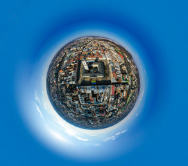 Miniature planet of Lviv. 360 degree view