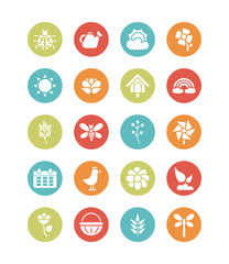 set of spring icons , block and flat style icon