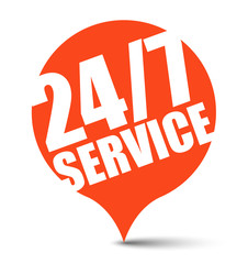 red vector banner 24/7 service