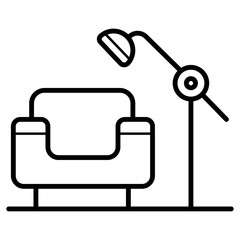 Home interior design icon, sofa icon, living room, vector illustration. Flat design style.