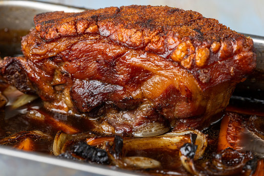 bavarian roasted pork in a casserole