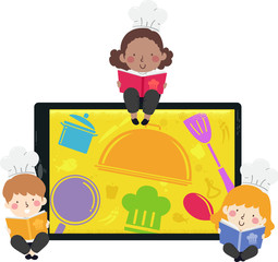 Kids Chef Tablet Books Illustration