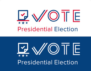 2020 United States of America Presidential Election voting logo type text and typography design.