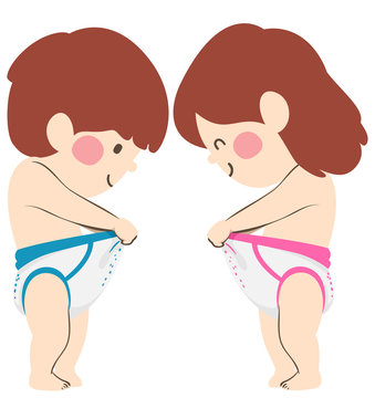 Kids Toddlers Difference Private Part Illustration