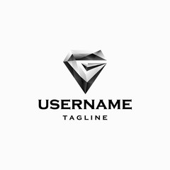 letter G diamond logo design inspiration . black diamond logo design inspiration . gem stone logo design template . 3d diamond icon . crystal logo template