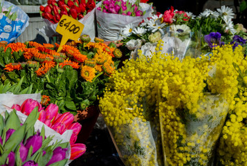 Flowers on a street market.