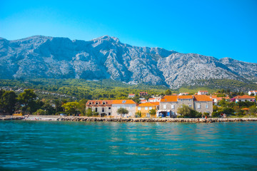 Looking at the town of Orebic from the sea, Croatia